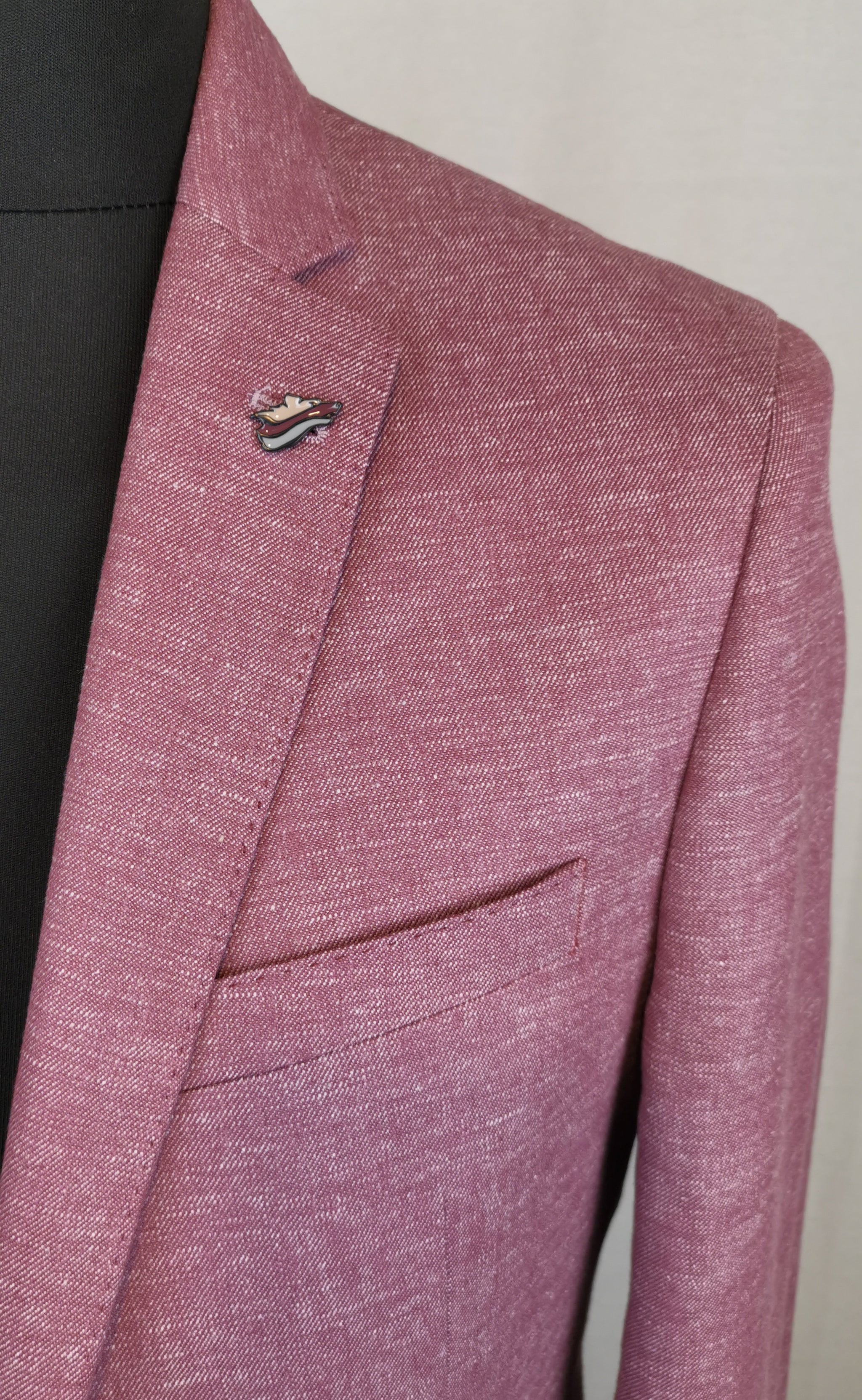 Remus Uomo Slim Fit Pink Linen Blend Jacket