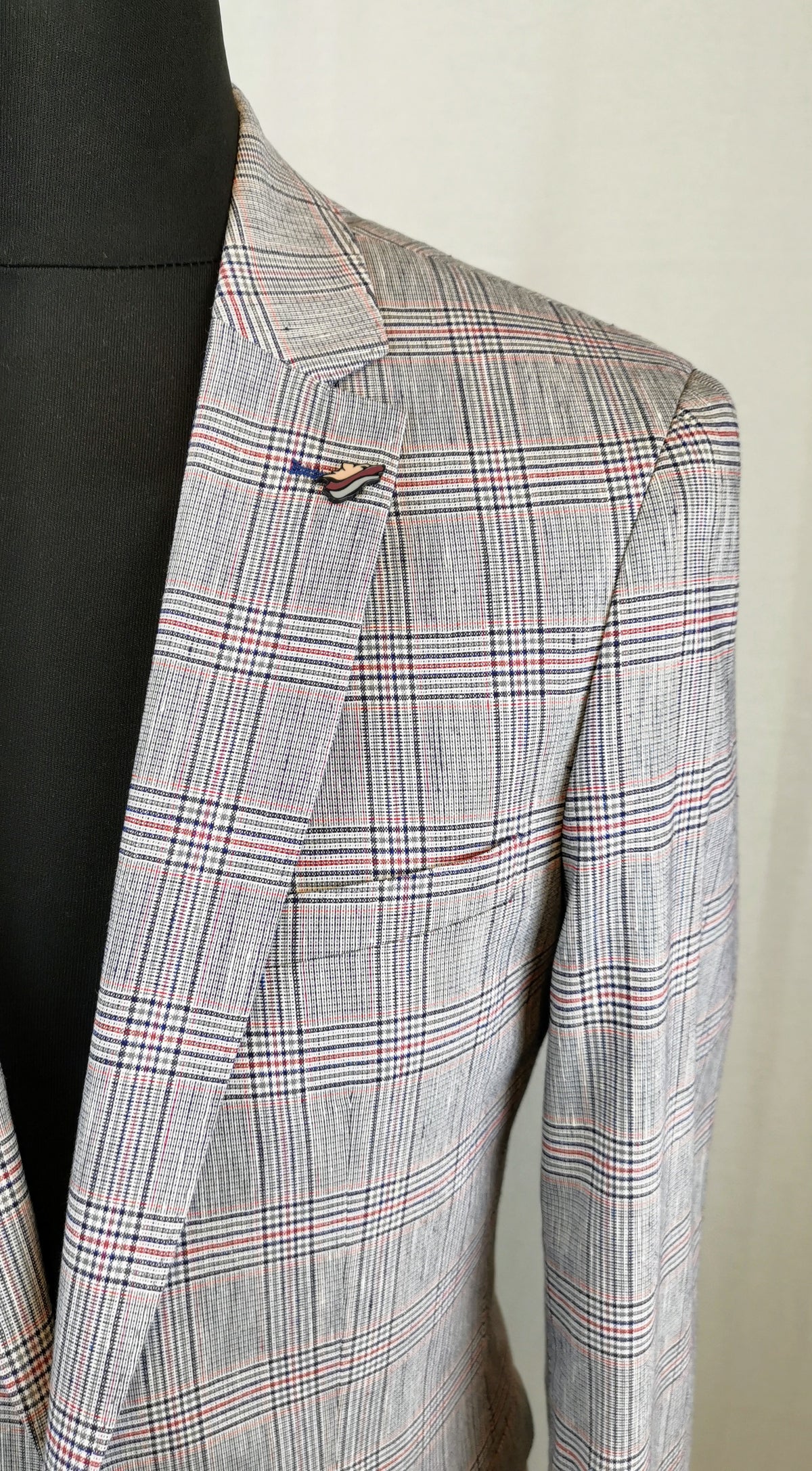 Remus Uomo Slim Fit linen blend Check Jacket