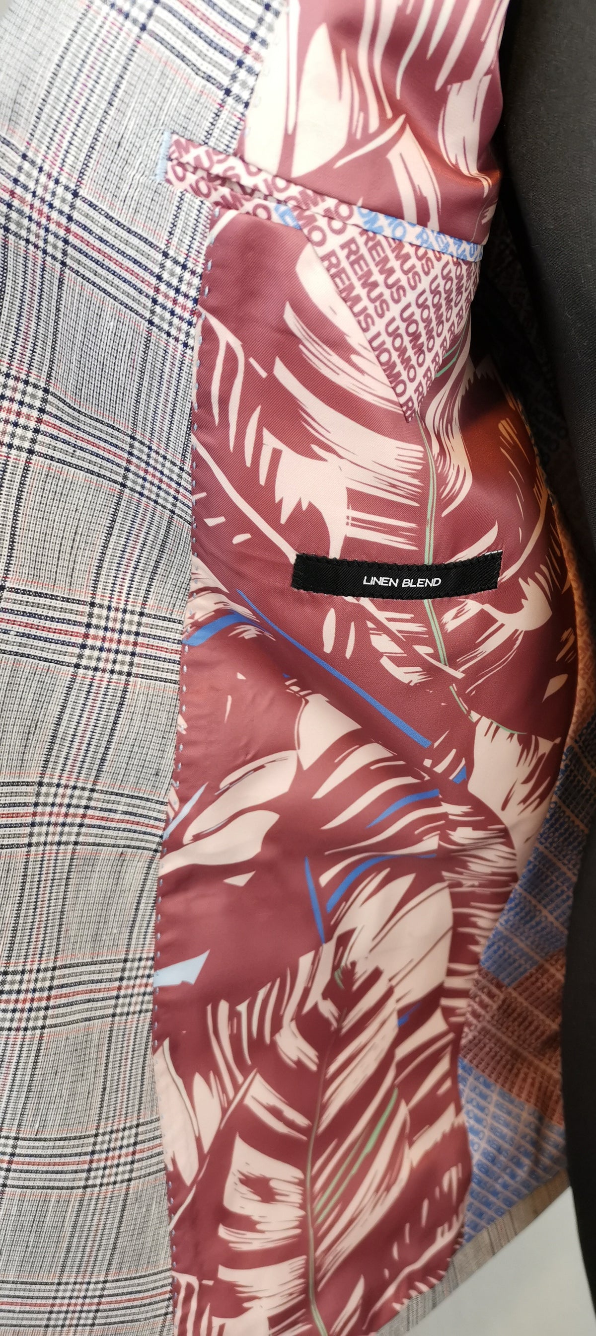 Remus Uomo Slim Fit linen blend Check Jacket