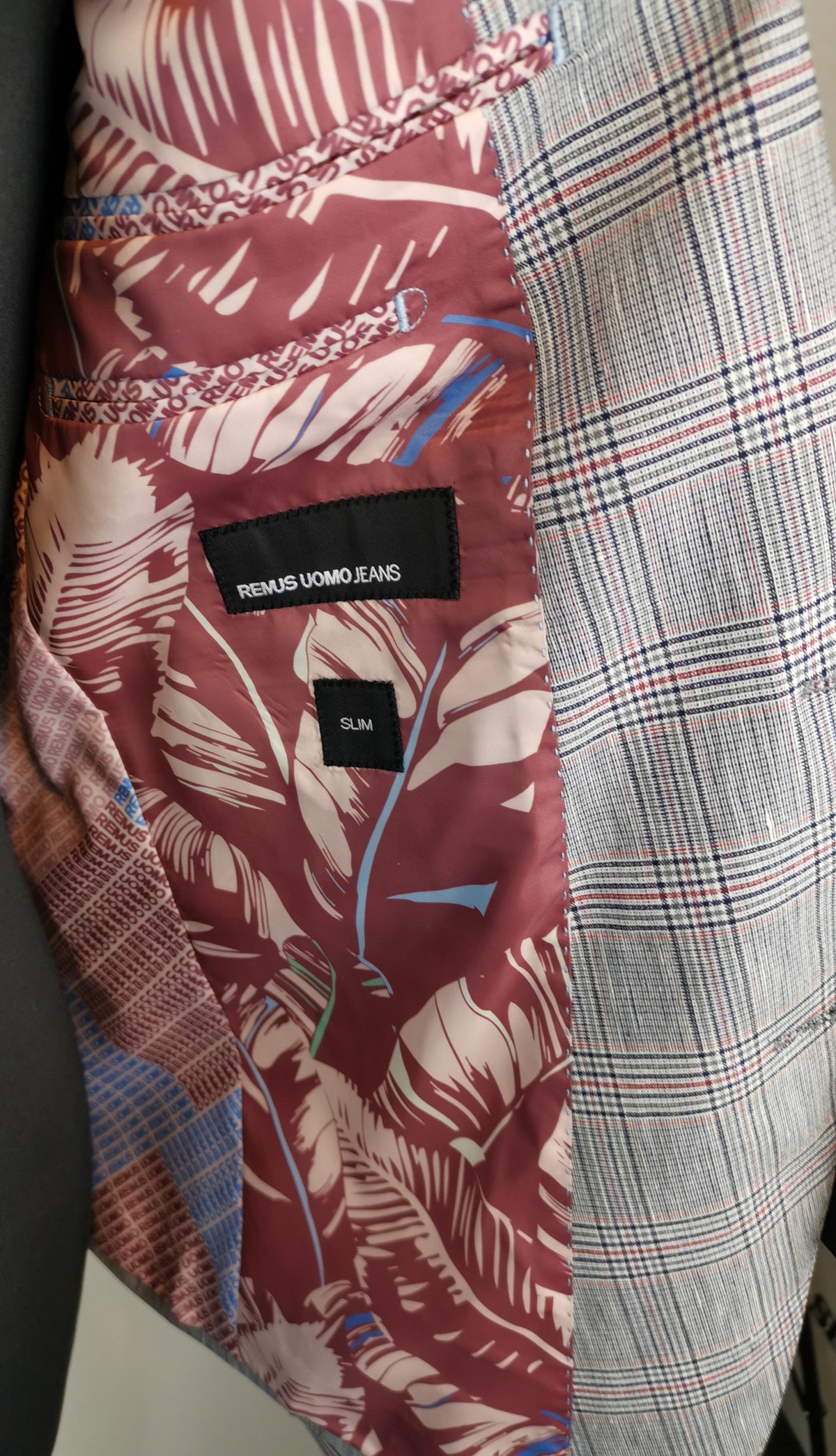 Remus Uomo Slim Fit linen blend Check Jacket
