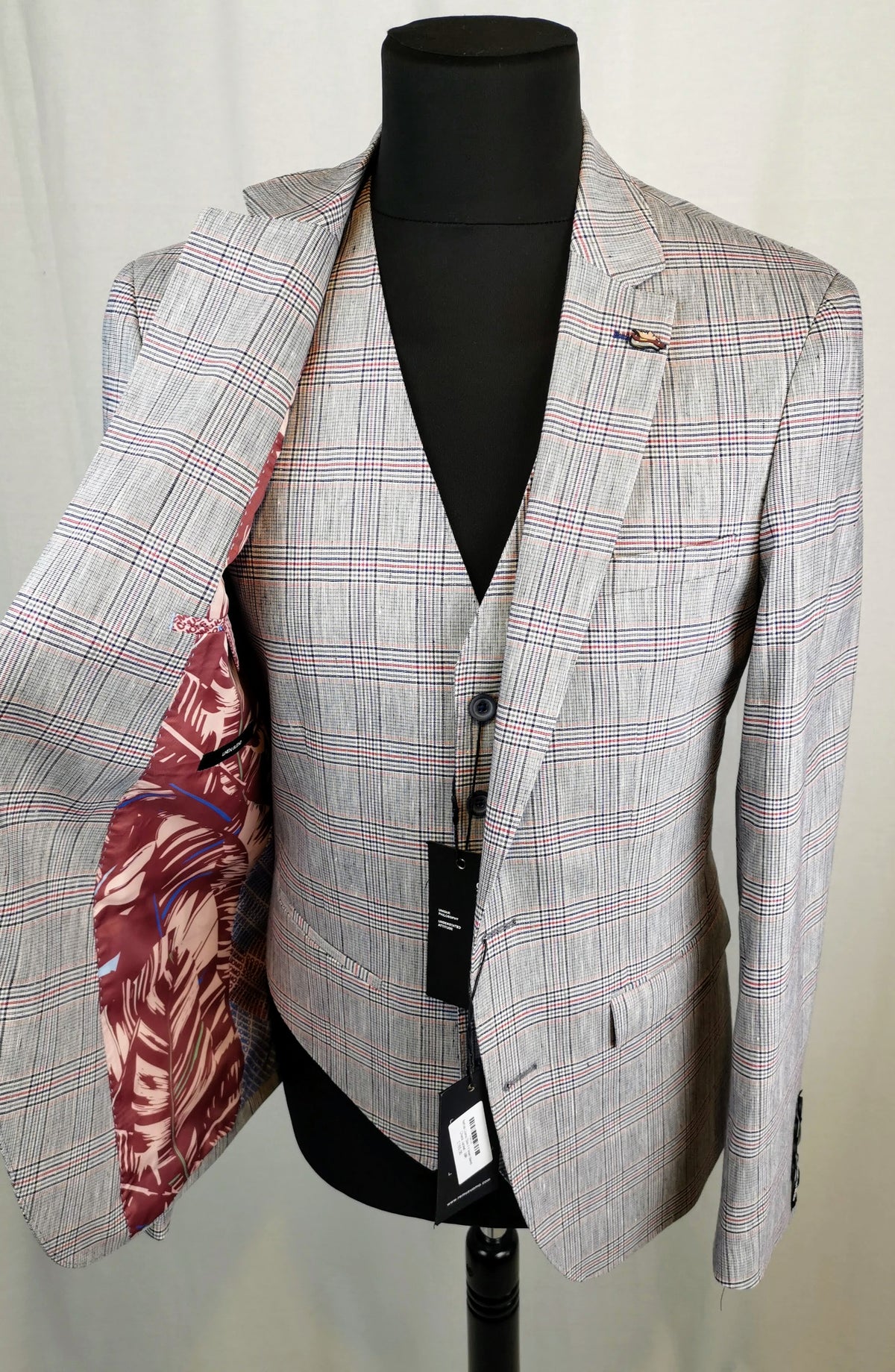 Remus Uomo Slim Fit linen blend Check Jacket