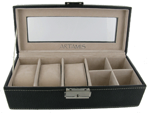 Black with cream lining Cufflink & Watch Box