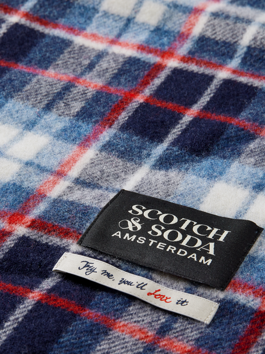 SCOTCH AND SODA Woven wool-blend check scarf